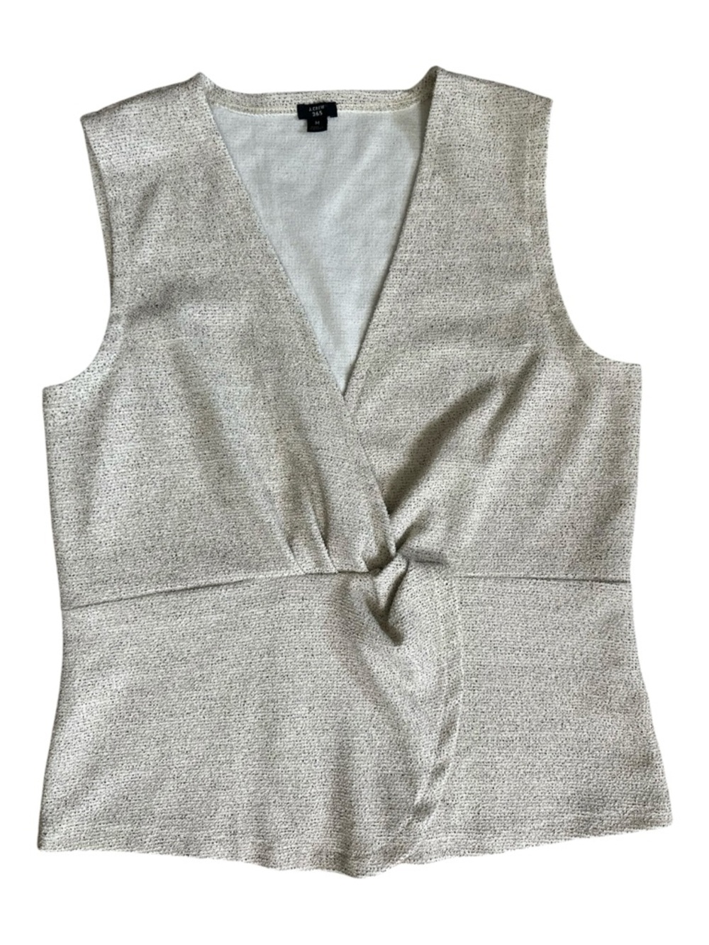 J Crew Peplum V Neck Top Beige & Black Size Medium